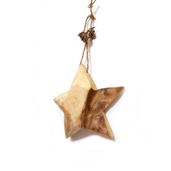 Gwiazda z drewna tekowego wisząca 20cm